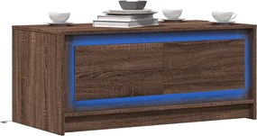 vidaXL Τραπεζάκι Σαλονιού με Φώτα LED Καφέ Δρυς Επεξ. Ξύλο