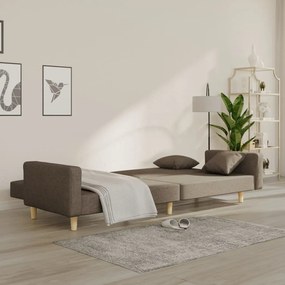 vidaXL Καναπές Κρεβάτι Διθέσιος Taupe Υφασμάτινος με Δύο Μαξιλάρια