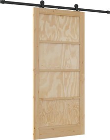 vidaXL Συρόμενη Πόρτα Φυσικό και Μαύρο 93 x 202 cm