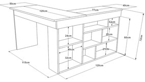 Γραφείο ArteLibre CANN Πεύκο/Ανθρακί Μοριοσανίδα 115x120x72cm