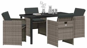 vidaXL Σέτ φαγητού για κήπο 5 pcs Γκρι συνθετικό ρατάν
