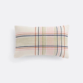 Ορθογώνια μαξιλαροθήκη από βαμβάκι με κεντητά καρό