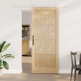 vidaXL Συρόμενη Πόρτα Φυσικό και λευκό 86 x 211 cm