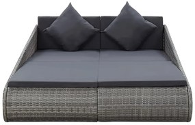 vidaXL Ξαπλώστρα - Κρεβάτι Κήπου Γκρι 110x200 εκ. Συνθετικό Ρατάν