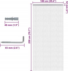 vidaXL Σήτα Πόρτας Αλυσιδωτή 100x200 εκ. από Αλουμίνιο