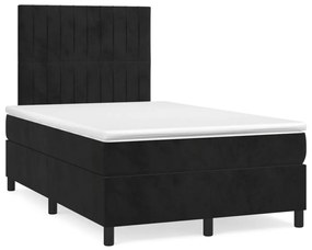 vidaXL Κρεβάτι Boxspring με Στρώμα Μαύρο 120x190 εκ. Βελούδινο