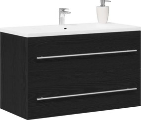 vidaXL Ντουλάπι Νιπτήρα Μαύρο Δρυς 80x38,5x48 εκ. από Τεχνητό Ξύλο