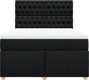 vidaXL Κρεβάτι Boxspring με Στρώμα Μαύρο 140x200 εκ. Υφασμάτινο
