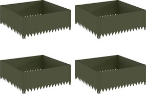vidaXL Περίγραμμα γκαζόν 4 τμχ. 100 x 100 x 35 cm Ατσάλι Λαδί