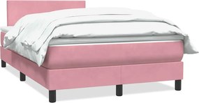 vidaXL Κρεβάτι Boxspring με Στρώμα Ροζ 120x210 εκ. Βελούδινο