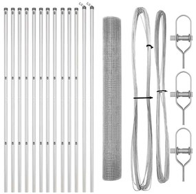 vidaXL Φράχτης με Στήλες. Ασημί 1 x 25 m Ατσάλι