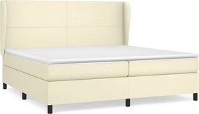 vidaXL Κρεβάτι Boxspring με Στρώμα Κρεμ 200x200 εκ. Συνθετικό Δέρμα