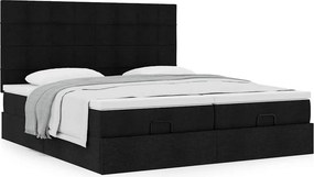 vidaXL Οθωμανικό Κρεβάτι με Στρώματα Μαύρο 200x200cm Ύφασμα