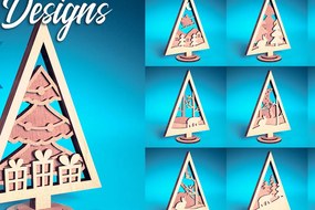 Σετ των 2 Intra απο ξύλο plywood 3mm-4mm πάχος - Χριστουγεννιάτικο Δέντρο Κόψιμο με Λέιζερ Δίασταση 15x15 cm INTRAFABR-75889281