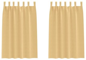 vidaXL Κουρτίνες με κουρτίνες 2 pcs Μπεζ Πολυεστέρας