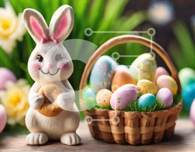 Intra Συλλεκτικό Ξύλινο Παζλ Plywood 4mm - Ειδώλιο λαγουδάκι του Πάσχα με πασχαλινά αυγά Σε Ξύλινο Κουτί - Διαστάσεις: 10x10 cm – 25 κομμάτια