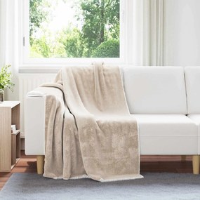 vidaXL Κουβέρτα Μπεζ 130 x 150 cm Μαλλί
