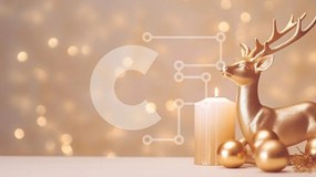 Intra Συλλεκτικό Ξύλινο Παζλ Plywood  4mm - Χρυσό άγαλμα ταράνδου με κερί και χρυσές μπάλες Σε Ξύλινο Κουτί - Διαστάσεις Puzzle: 10x10 cm – 25 κομμάτια