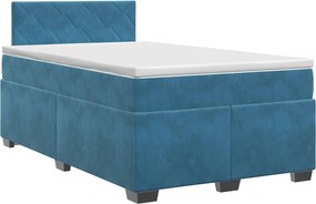 vidaXL Κρεβάτι box spring με στρώμα Μπλε 120 x 190 cm Βελούδο