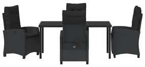 vidaXL Σέτ φαγητού για κήπο 5 pcs Μαύρο συνθετικό ρατάν