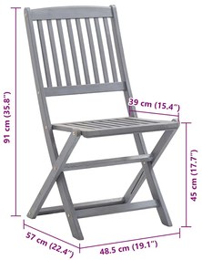 vidaXL Καρέκλες Εξ. Χώρου Πτυσσόμενες 8 τεμ. Ξύλο Ακακίας &amp; Μαξιλάρια