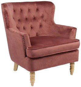 Armchair Keisi rotten apple velvet-rubberwood leg in natural color81.5x84x92.5cm 81.5x84x92.5 εκ.