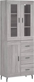 vidaXL Ντουλάπι Γκρι Sonoma 69,5 x 34 x 180 εκ. Επεξεργασμένο Ξύλο