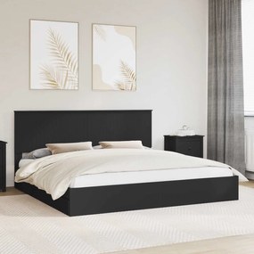 vidaXL Κρεβάτι Αποθήκης Μαύρο 200 x 200 cm Επεξεργασμένο ξύλο