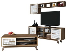 Σύνθεση Σαλονιού (Σετ 2Τμχ) HM11852.03 Walnut-White Μελαμίνη