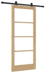 vidaXL Συρόμενη Πόρτα Χειροκίνητος Καφέ 86 x 198.5 cm Ξύλο και μέταλλο