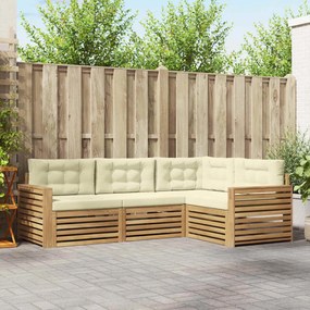 vidaXL Σειρά Καναπέ Εξωτερικού 4 pcs Λευκό και Κρεμ