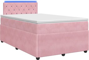 vidaXL Κρεβάτι box spring με στρώμα Ροζ 120 x 200 cm Βελούδο