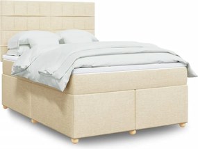 vidaXL Κρεβάτι Boxspring με Στρώμα Κρεμ 160x200 εκ. Υφασμάτινο
