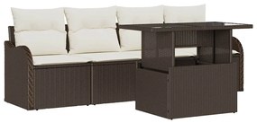 vidaXL Σετ Καναπέ Κήπου με μαξιλάρι 5 pcs Καφέ Πολυ ράταν
