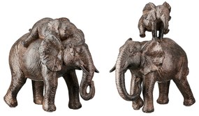 Figure Elephant Synthetic Resin Brown 2 Assorted 18X10X20Cm 18X10X20Cm