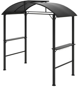 Outsunny Πέργκολα Ψησταριάς, 2 Πλαϊνά Ράφια, Γάντζοι, Ατσάλινος Σκελετός, 1,1 x 2,3m, Σκούρο Γκρι