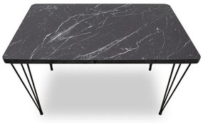 Σετ τραπεζαρία 5τμχ Roger - Viva Megapap Mdf - PP χρώμα μαύρο εφέ μαρμάρου - μαύρο 120x70x75εκ.