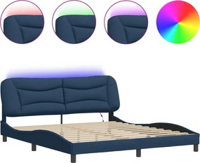 vidaXL Σκελετός Κρεβατιού με LED Χωρίς Στρώμα Hvar Μπλε 180x200 εκ.