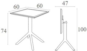 SKY OLIVE GREEN 60Χ60X74εκ. ΤΡΑΠΕΖΙ ΠΤΥΣ/ΝΟ ΠΟΛ/ΝΙΟΥ