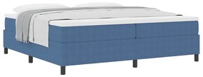vidaXL Κρεβάτι με ελατήρια Μπλε και άσπρο 203 x 200 x 60 εκ Βελούδο