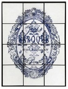 Κάδρο Με Πλακάκι Έμβλημα SAZ110 Λευκό-Μπλε 84x63x4cm Espiel Κάθετοι Ceramic