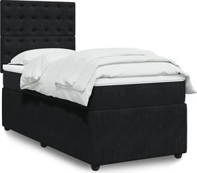 vidaXL Κρεβάτι Boxspring με Στρώμα Μαύρο 100x200 εκ. Βελούδινο