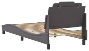 vidaXL Πλαίσιο Κρεβατιού με Κεφαλάρι Γκρι 90x190 εκ. Συνθετικό Δέρμα