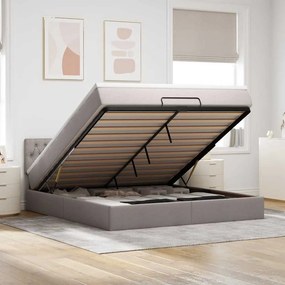 VidaXL Οθωμανικό κρεβάτι με στρώμα & LEDs Taupe 160x200cm ύφασμα