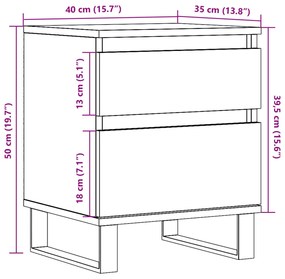 Κομοδίνα 2 τεμάχια Παλιό ξύλο 40x35x50 cm Κατασκευασμένο ξύλο - Καφέ