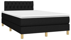 vidaXL Κρεβάτι Boxspring με Στρώμα & LED Μαύρο 120x200 εκ. Υφασμάτινο