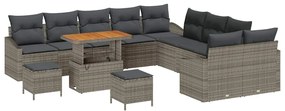 vidaXL Σετ Καναπέ Κήπου με μαξιλάρι 13 pcs Γκρι Πολυ ράταν