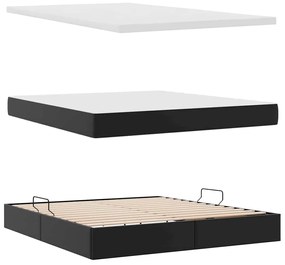 vidaXL Κρεβάτι Αποθήκης με στρώμα Μαύρο 160 x 200 cm Τεχνητό Δέρμα