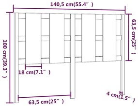 Κεφαλάρι Κρεβατιού 140,5 x 4 x 100 εκ. από Μασίφ Ξύλο Πεύκου - Καφέ