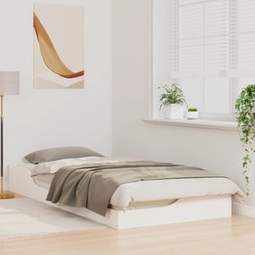 vidaXL Κρεβάτι δαπέδου Λευκό 90 x 200 cm Συμπαγές ξύλο πεύκου